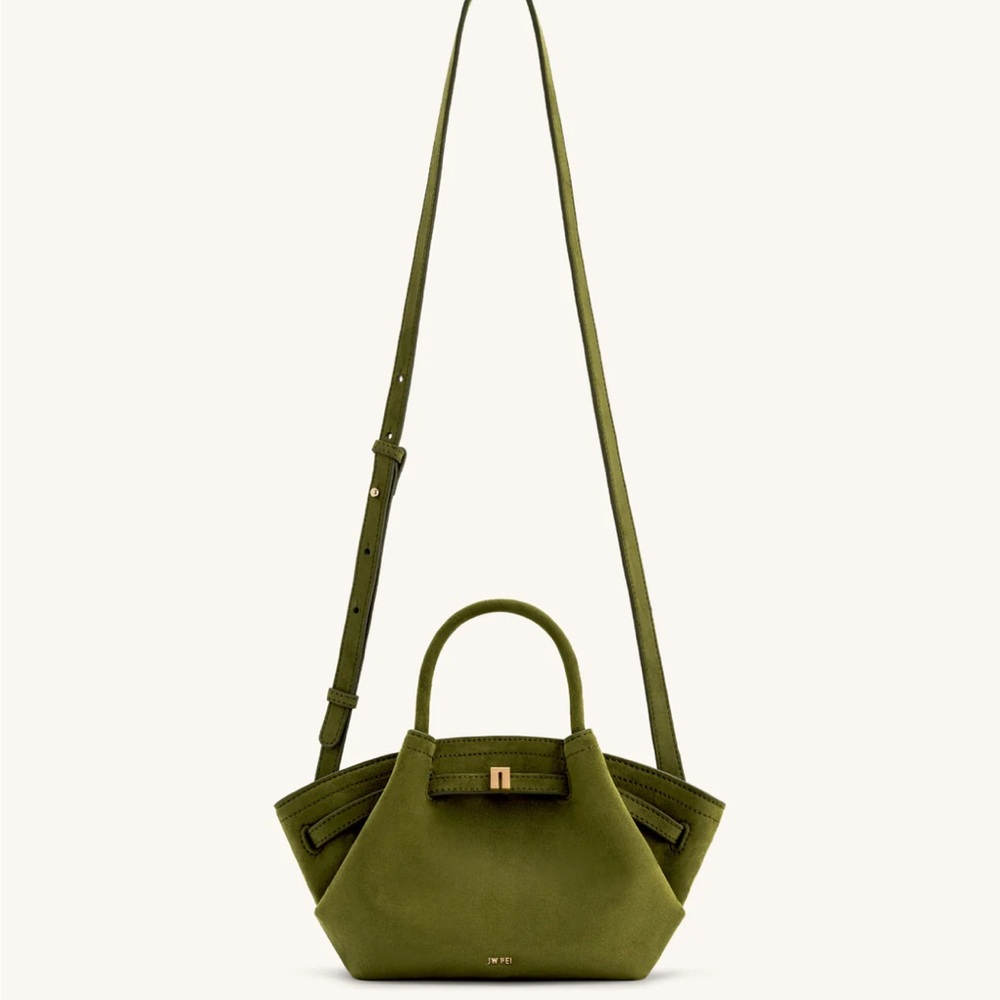 JW Pei HANA Mini Faux SuedeTote Bag - Dark Olive - Picture 2 of 9